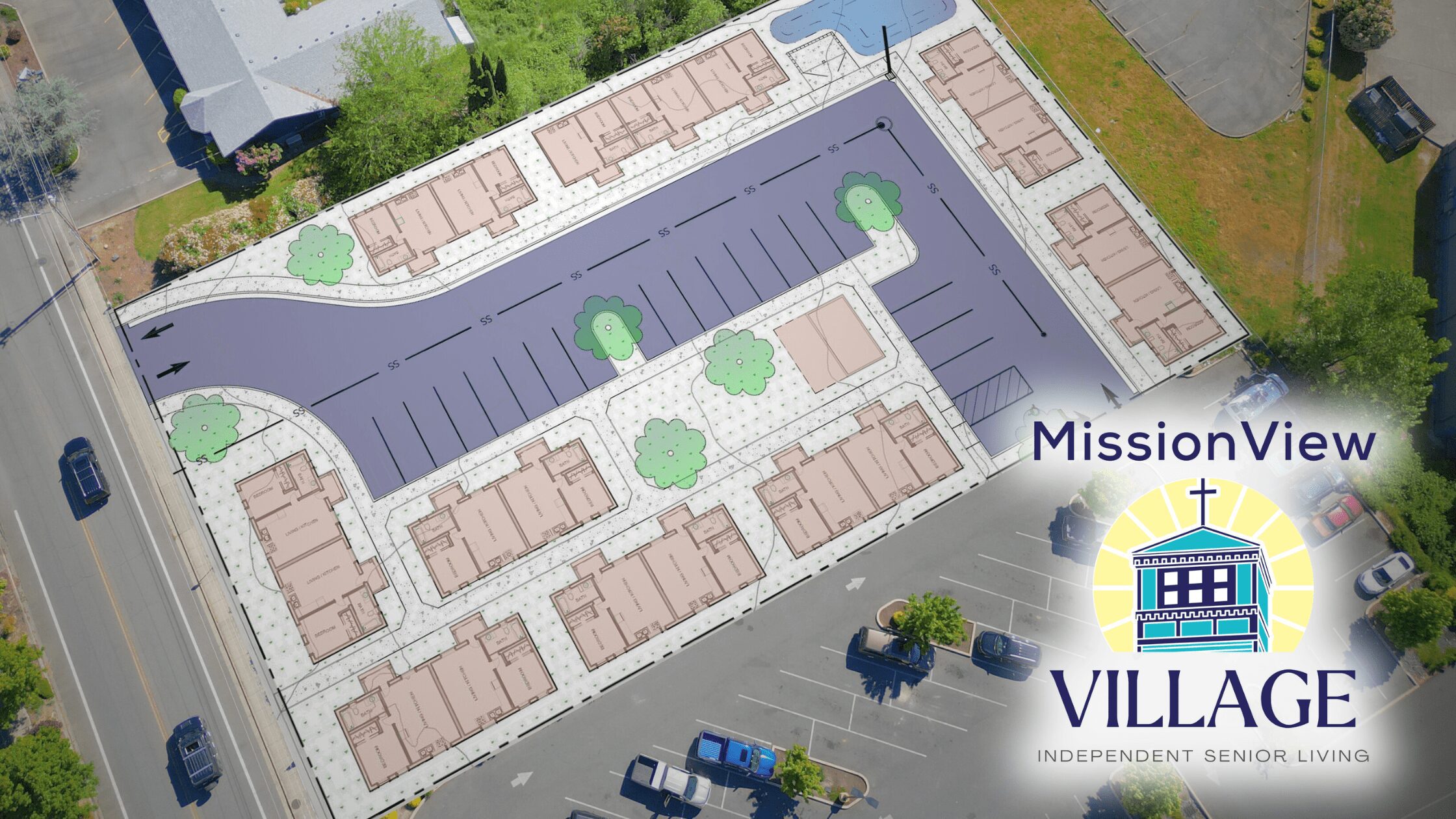 Aerial view of the proposed MissionView Village plan.